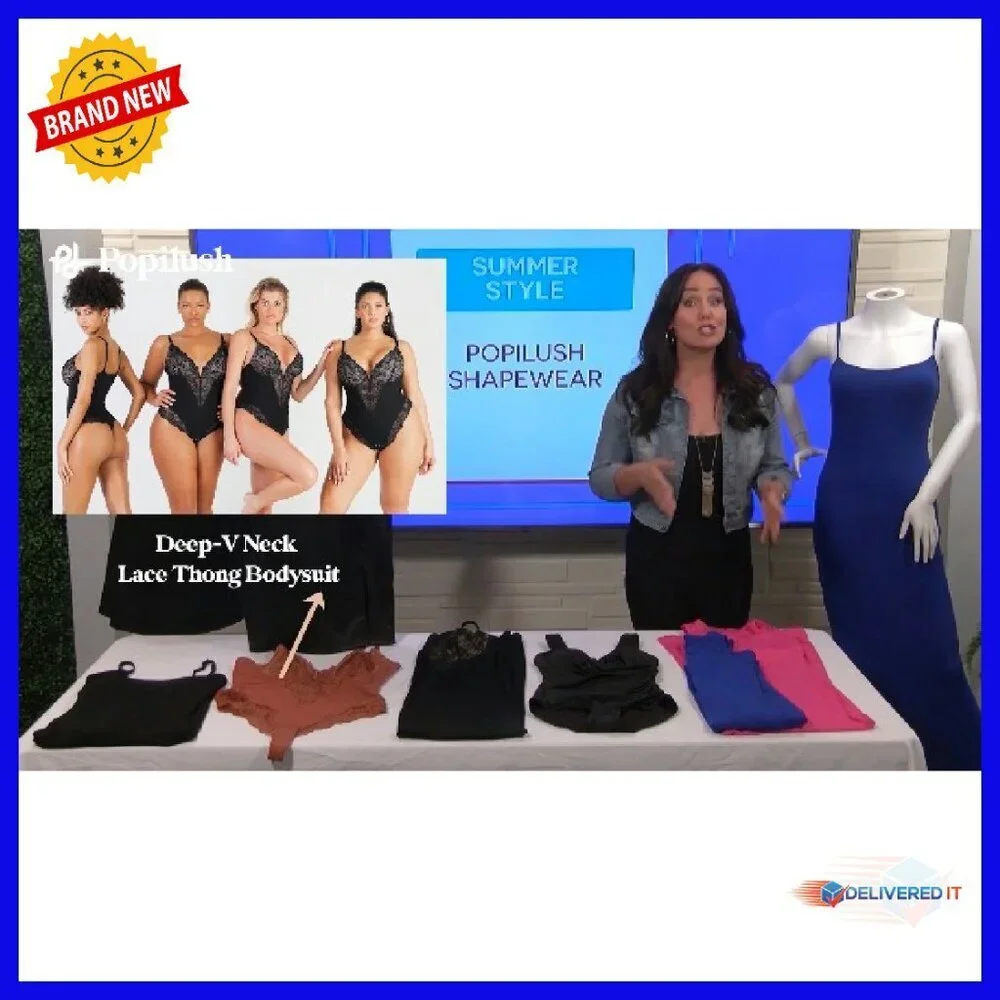 Lace Shapewear Bodysuit Tummy Control V Neck Sleeveless Body Suit